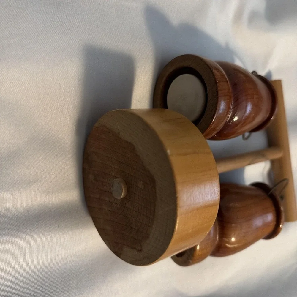 Wooden Lanterns‎ Hanging Salt And Pepper Shakers With Stand Vintage
